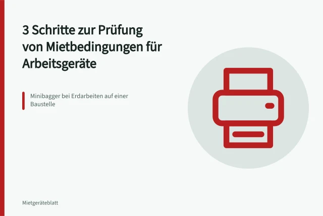 Minibagger bei Erdarbeiten auf einer Baustelle. 3 Schritte zur Prüfung von Mietbedingungen für Arbeitsgeräte