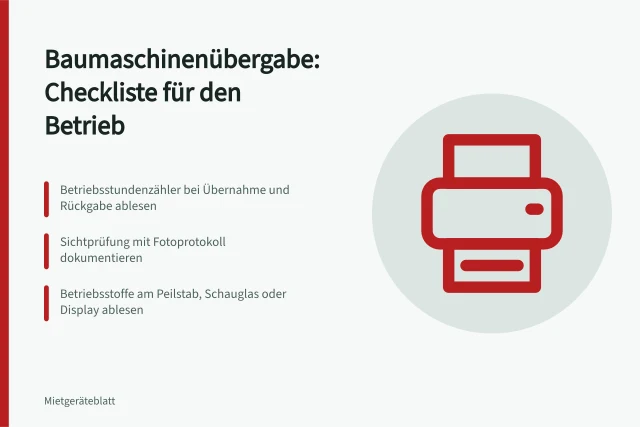 Checkliste für die Übergabe von Baumaschinen im Gewerbe. Checkliste für die Übergabe von Baumaschinen im Gewerbe