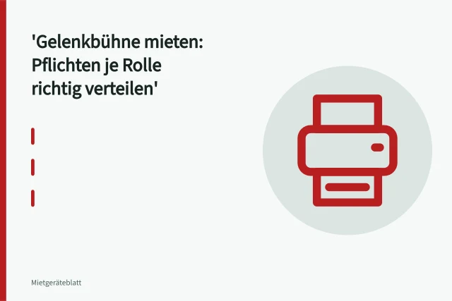 Gelenkbühne mit ausgefahrenem Gelenkarm im Arbeitseinsatz auf der Baustelle. Gelenkbühne mieten: Pflichten je Rolle richtig verteilen