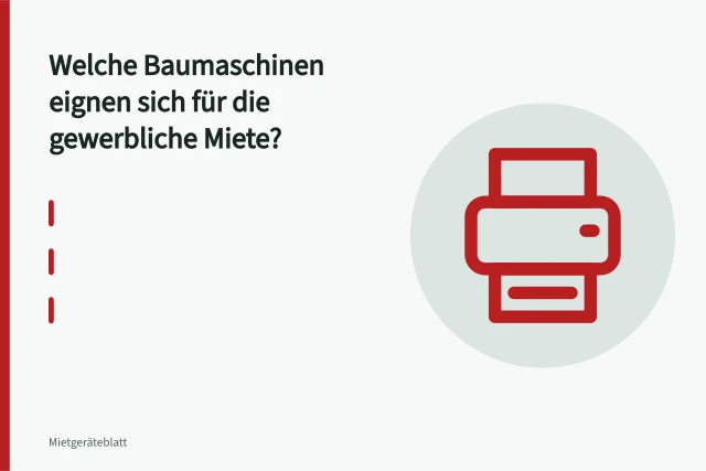 Minibagger hebt auf gewerblicher Baustelle einen Leitungsgraben aus. Welche Baumaschinen eignen sich für die gewerbliche Miete?