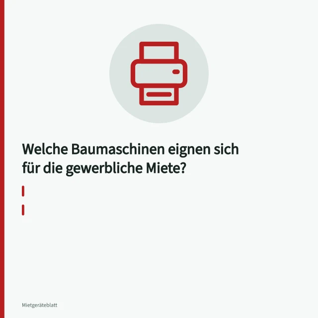 Minibagger hebt auf gewerblicher Baustelle einen Leitungsgraben aus. Welche Baumaschinen eignen sich für die gewerbliche Miete?
