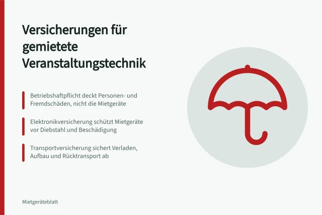 Versicherungsschutz für gemietete Veranstaltungstechnik: Haftpflicht, Elektronik und Transport. Welche Versicherungen braucht man für gemietete Veranstaltungstechnik?