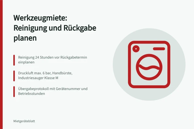 Elektrowerkzeug wird mit Druckluft und Handbürste gereinigt. Werkzeugmiete für Gewerbe: Reinigung und Rückgabe richtig planen