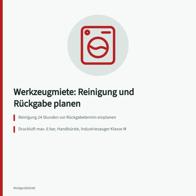 Elektrowerkzeug wird mit Druckluft und Handbürste gereinigt. Werkzeugmiete für Gewerbe: Reinigung und Rückgabe richtig planen